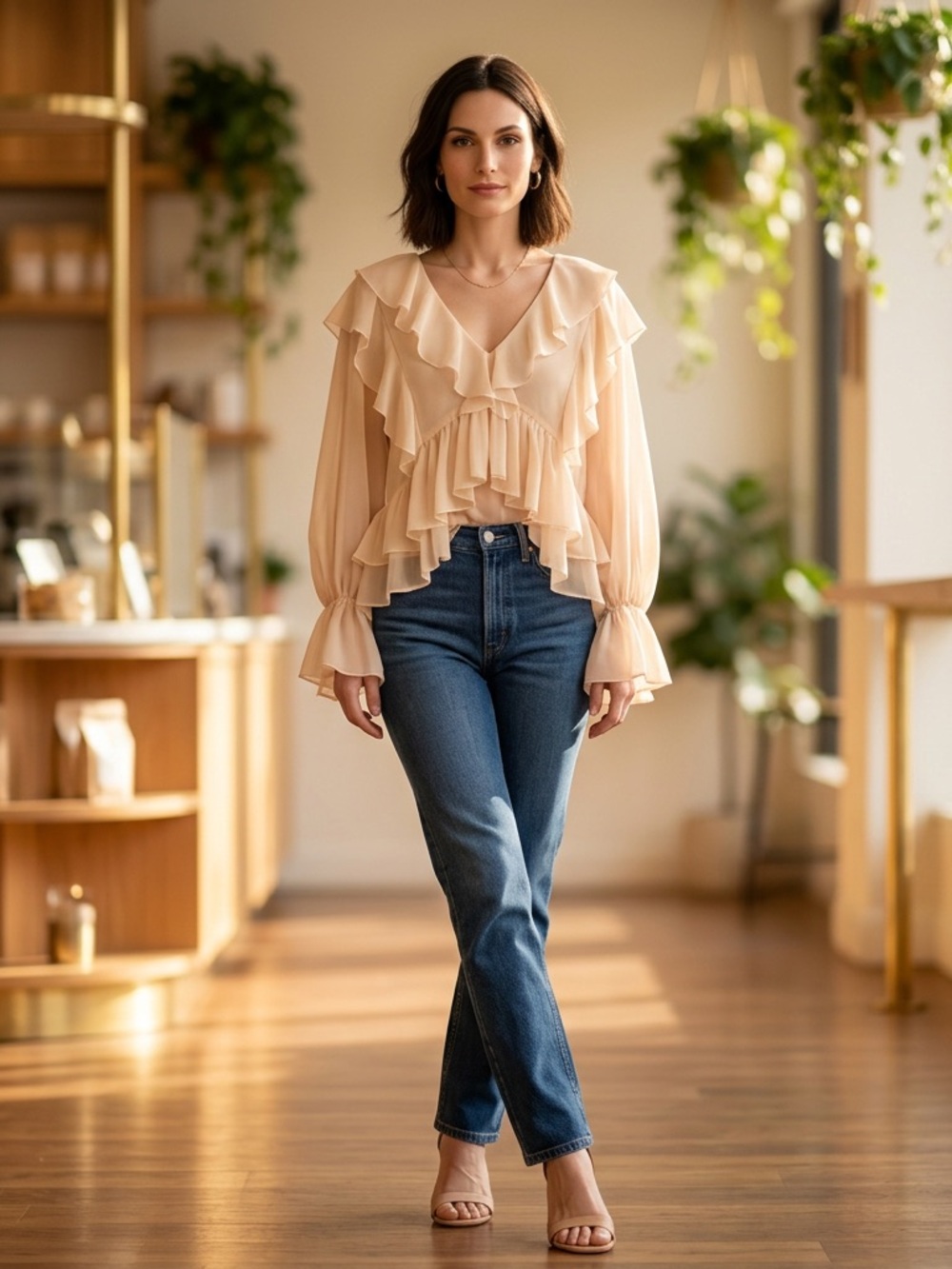 Ladies Ruffle Boho Blouse lk Free People